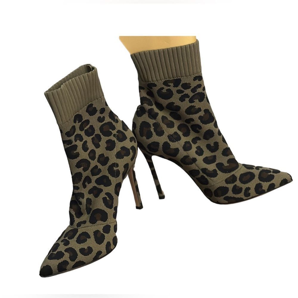 Sauvage Leopard Knit Sock Boot | Size 37.5